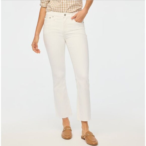 J. Crew Pants - Mid-Rise Flare Crop Jeans‎ J.Crew Womens Size 26 White Denim All-Day Stretch